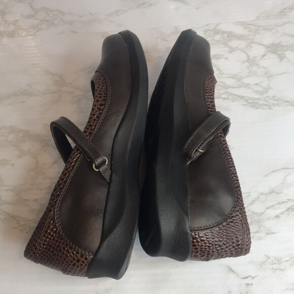 Apex Julia Brown Leather Snake Print Mary Jane Shoes Womens Size 8.5 XW - Picture 8 of 10